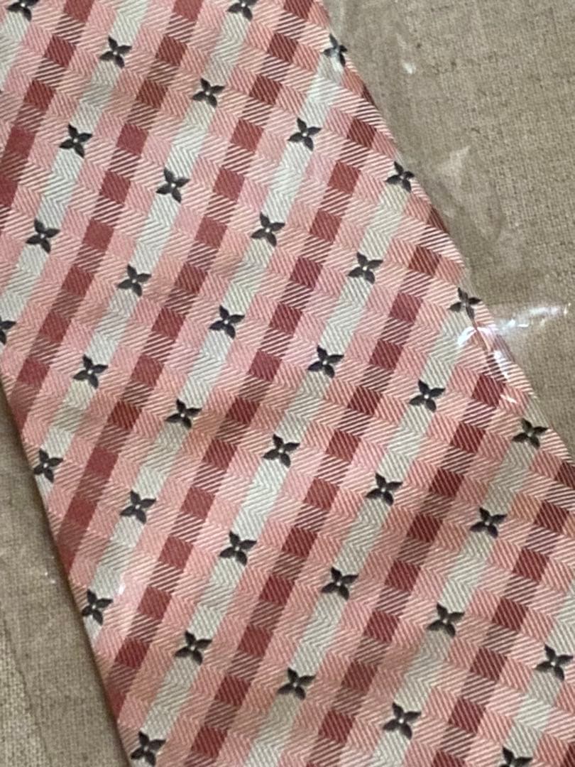 【美品】LOUIS VUITTONモノグラム スターチェック柄 シルクネクタイ