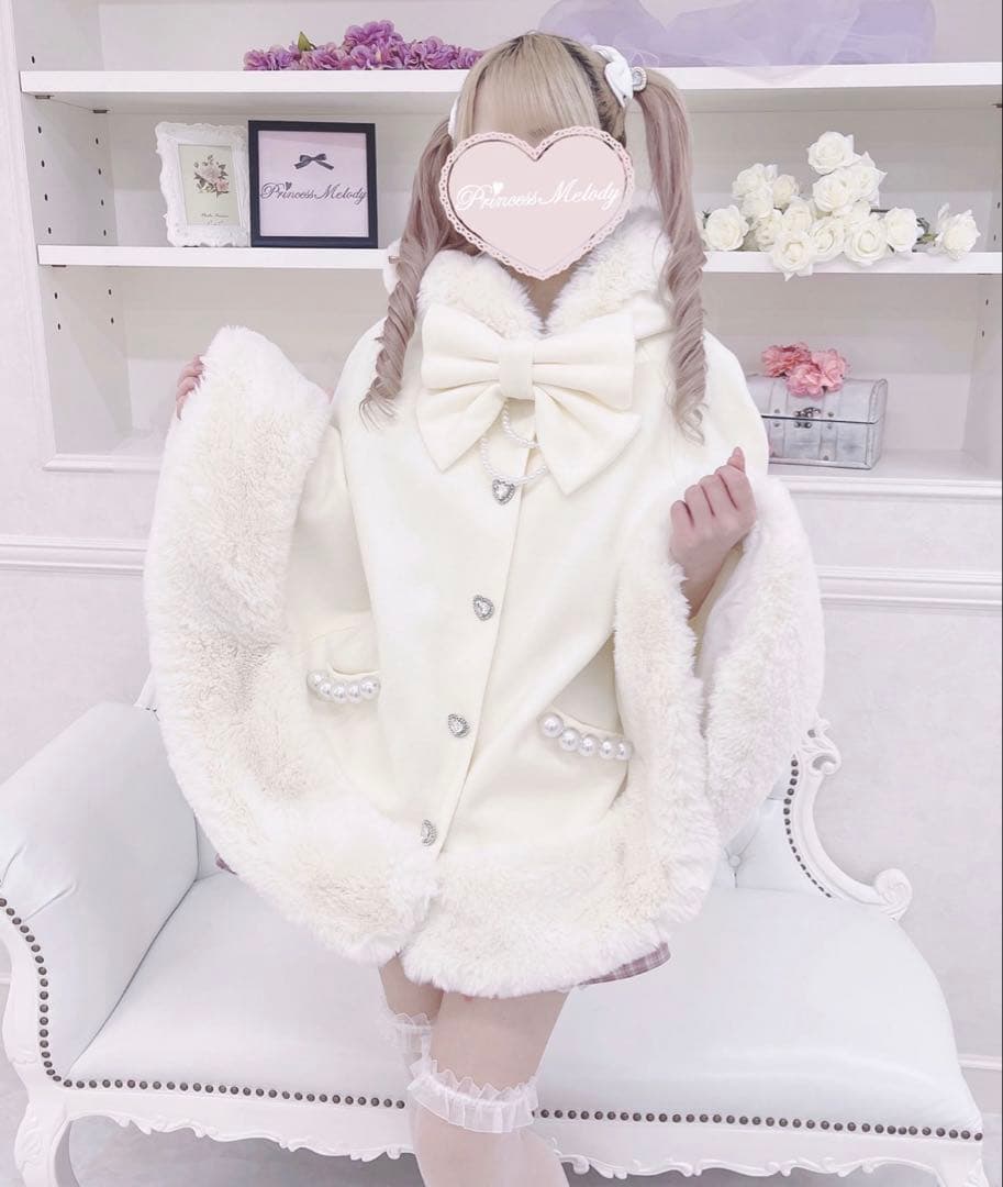 MA*RS リボン付きボリュームファーフードケープコート