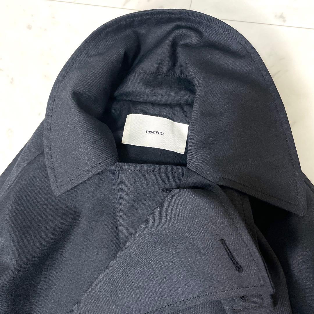 【未使用級】トゥデイフル 24SS ツイルトレンチコート 36 ネイビー