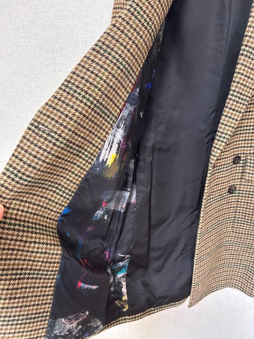 美品！Paul Smith 千鳥柄　ダブルブレスト チェスターコート　S