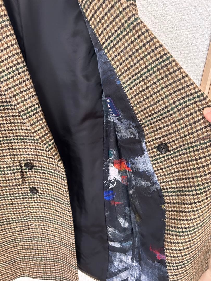 美品！Paul Smith 千鳥柄　ダブルブレスト チェスターコート　S