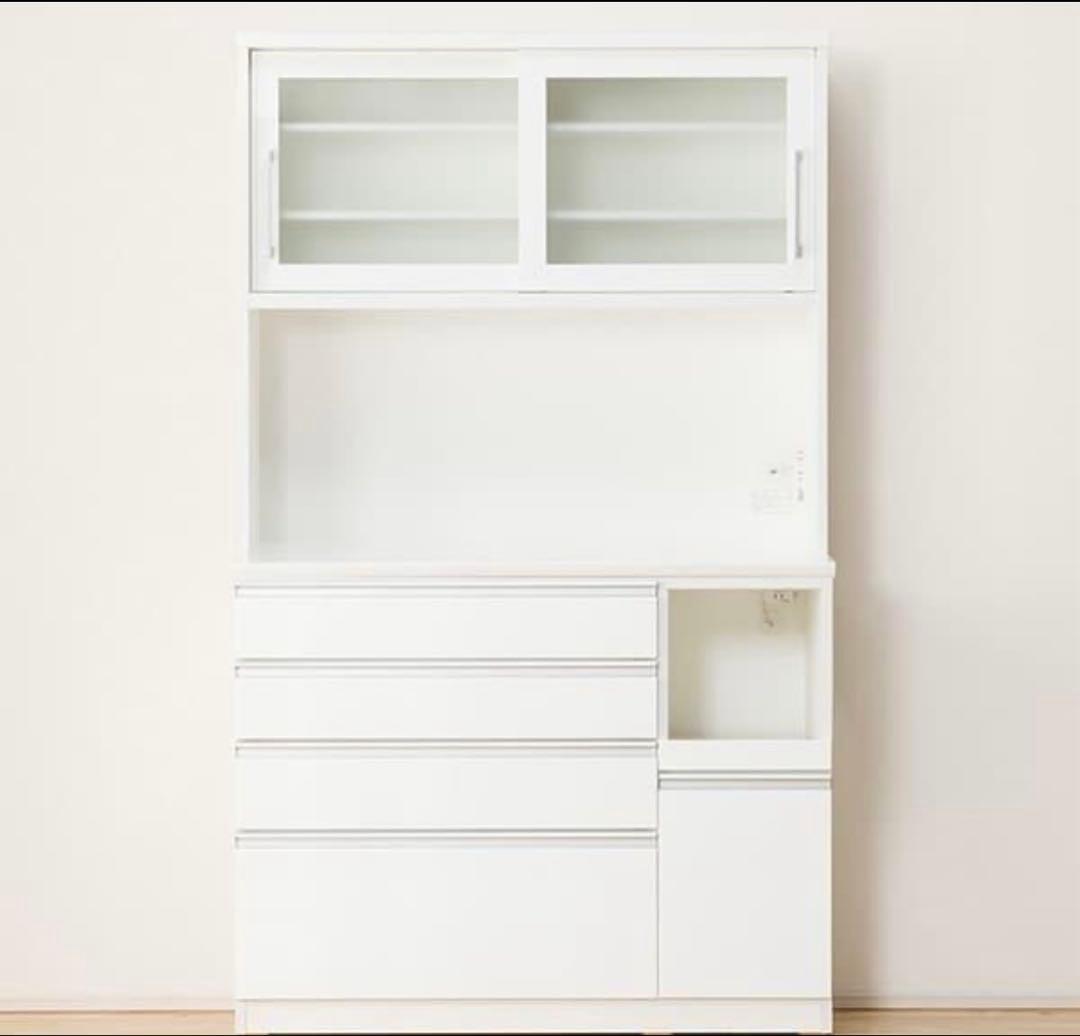 ニトリ　カップボード　レジューム120-2TG-S WH/120-2QH-R