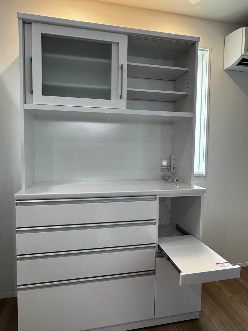 ニトリ　カップボード　レジューム120-2TG-S WH/120-2QH-R