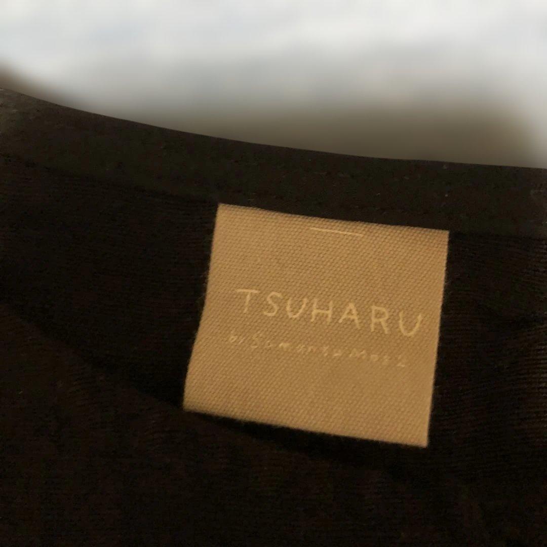 TSUHARU by Samansa Mos2リネン裾刺繍レースワンピース黒色