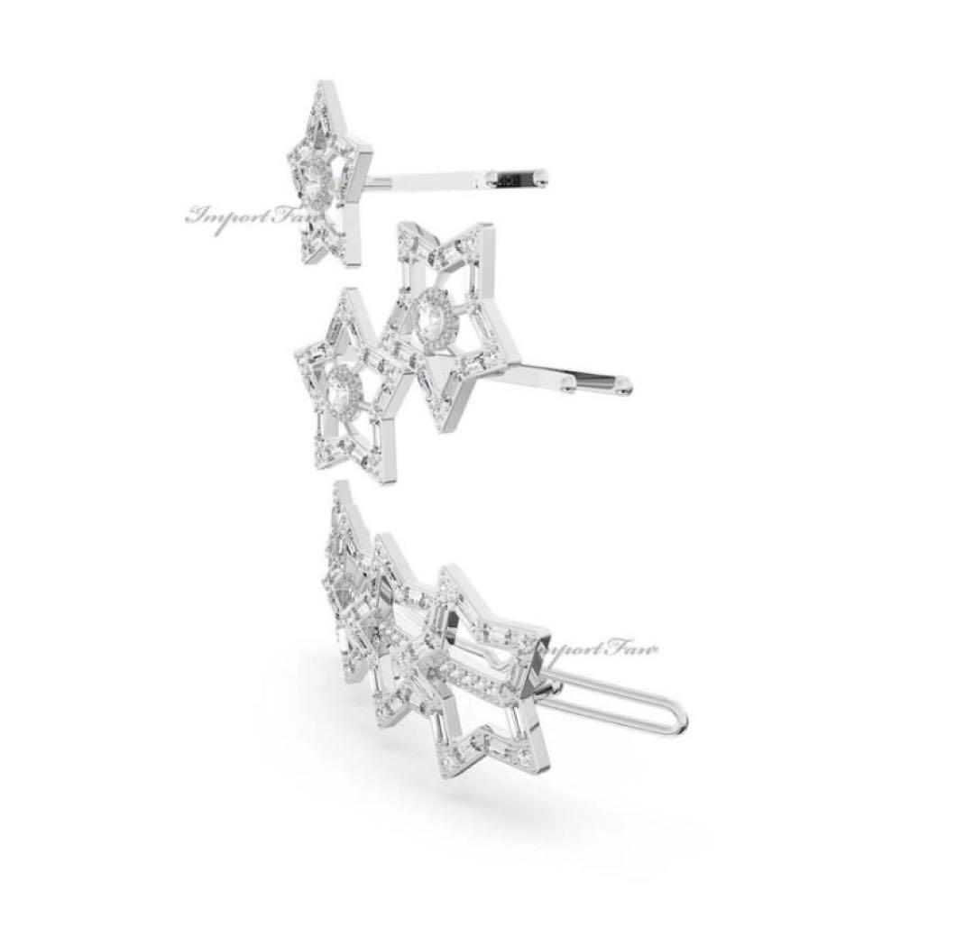 ほぼ未使用☆スワロフスキー Swarovski ヘアクリップ　ヘアピン三点セット