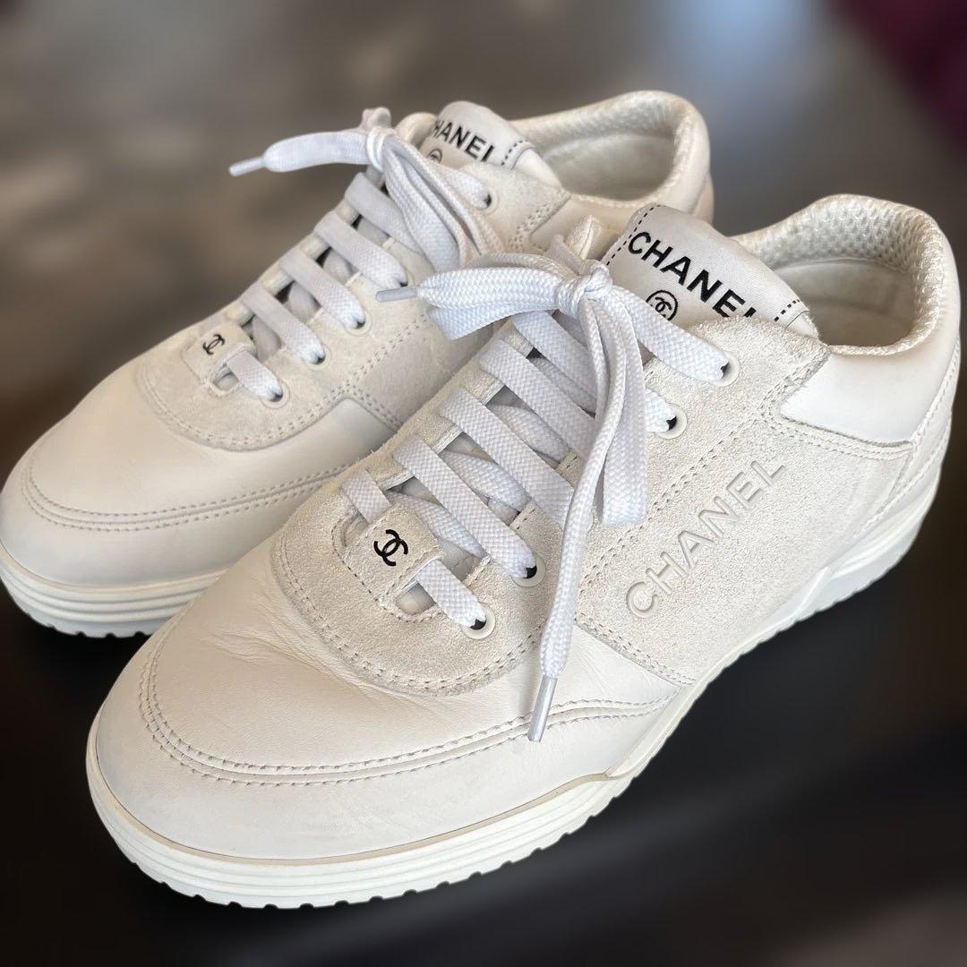美品☆CHANEL24Cクルーズホワイトスニーカーサイズ35