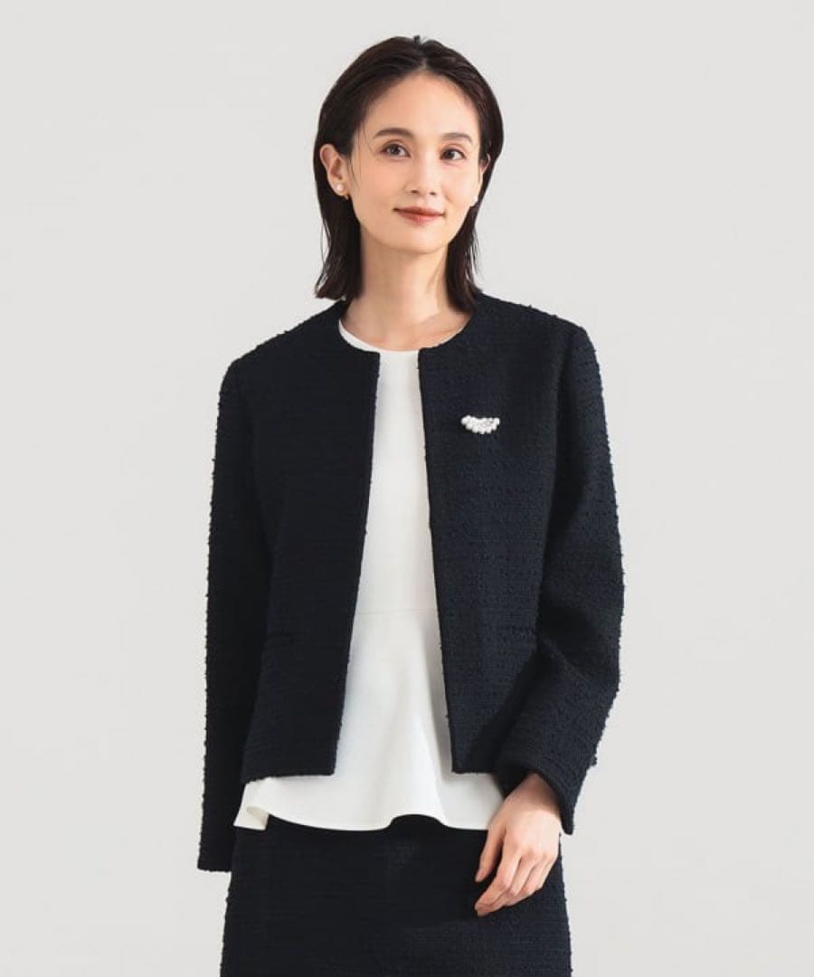 極美品✨デミルクスビームス ツイード ノーカラー ジャケット 40 L