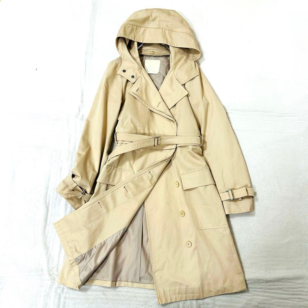 ‘S MaxMara ベージュ キルトライナー トレンチコート フード3way