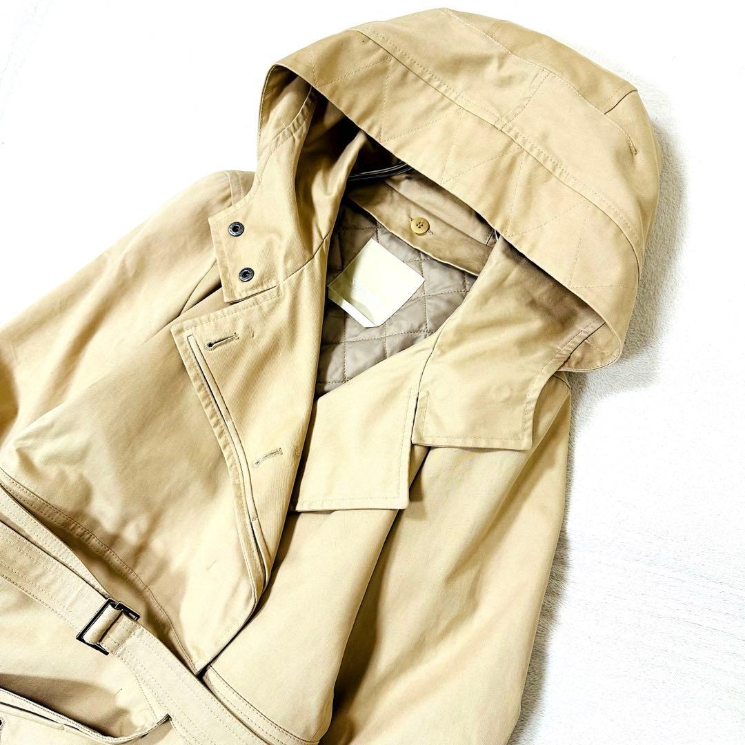 ‘S MaxMara ベージュ キルトライナー トレンチコート フード3way