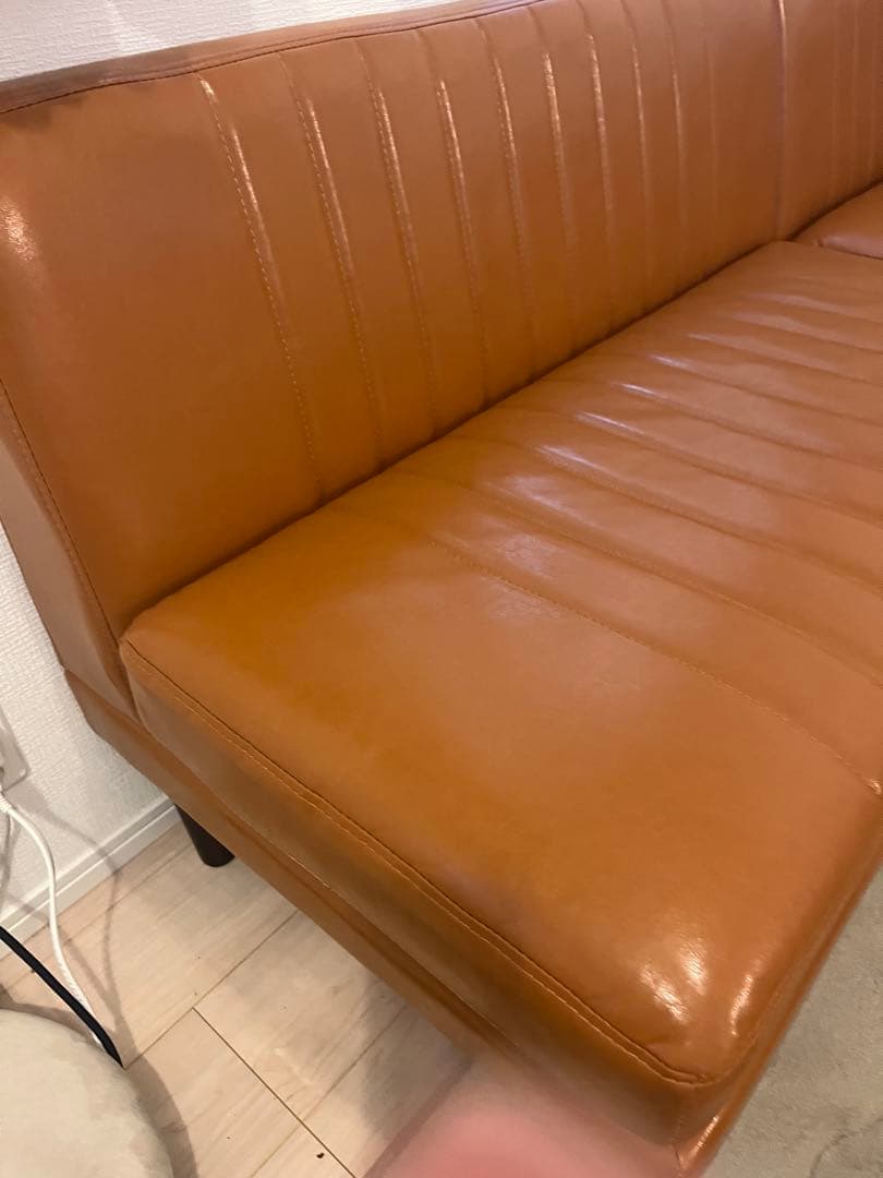 レザー コーナーソファ L字型 ブラウン