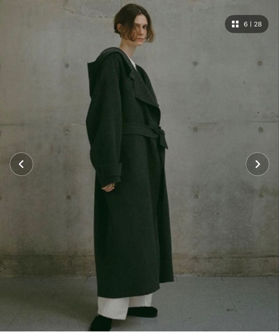 ETRE TOKYO ウールフーディーリバーコート チャコール