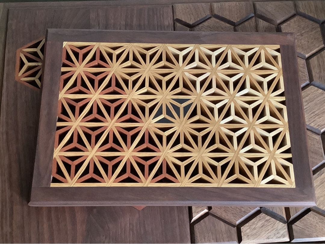 IGT天板　1ユニット　三脚用テーブル　組子細工ヘキサゴン131