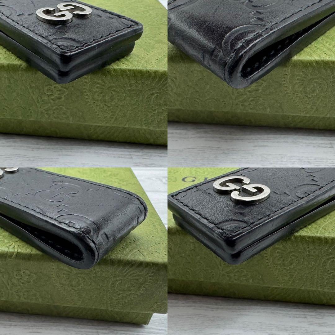 【極美品】GUCCI　マネークリップ　ドリアン　シマ　レザー　ブラック