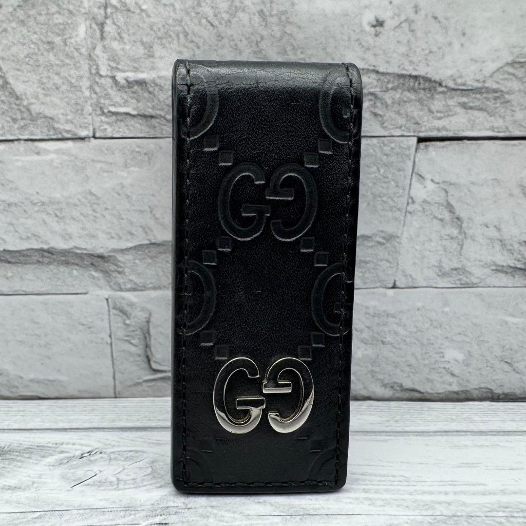 【極美品】GUCCI　マネークリップ　ドリアン　シマ　レザー　ブラック