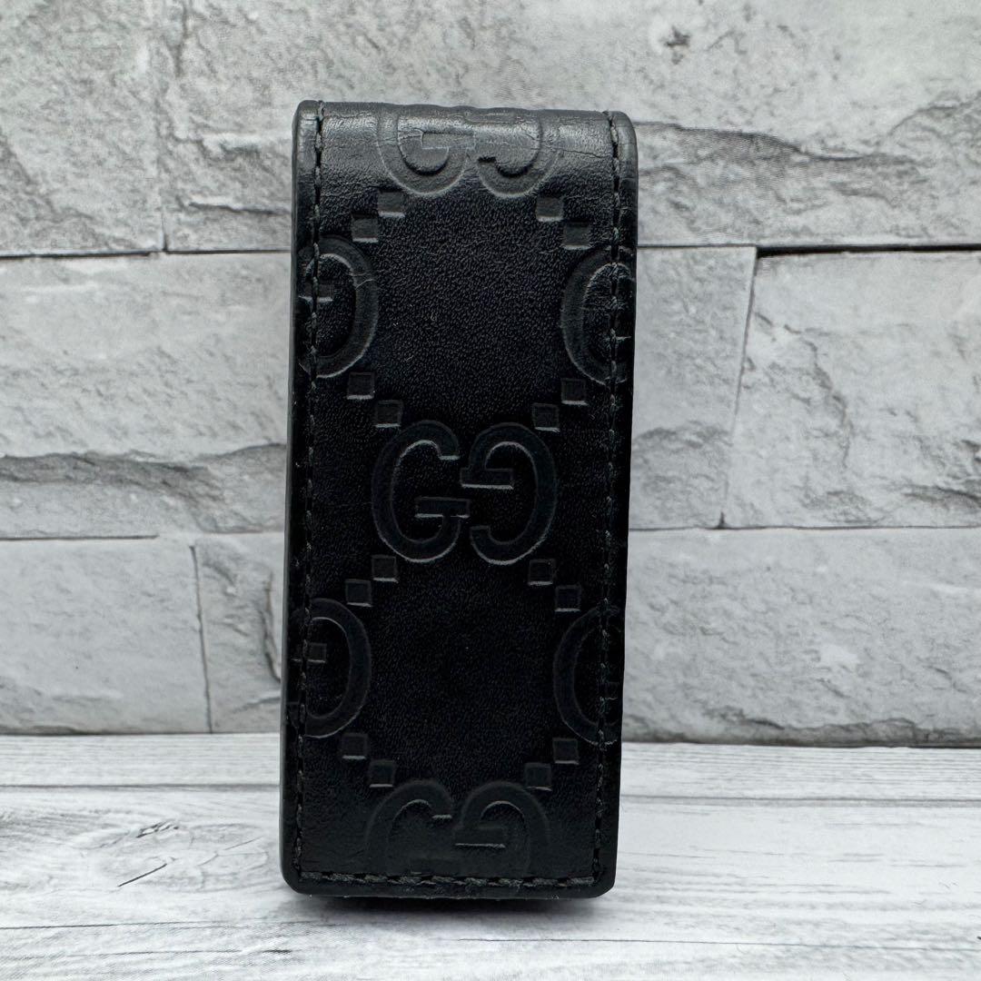 【極美品】GUCCI　マネークリップ　ドリアン　シマ　レザー　ブラック