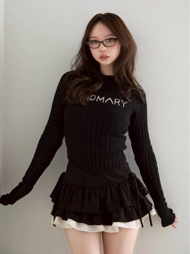 【残り1点】andmary Mel gather skirt black S