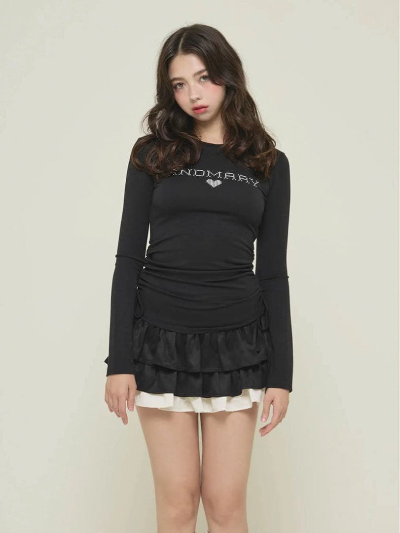 【残り1点】andmary Mel gather skirt black S