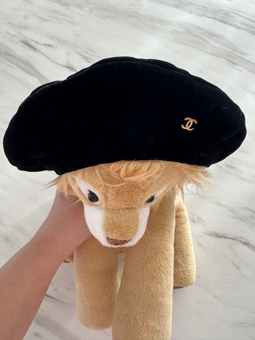 CHANEL シャネル ベレー帽 帽子 ハット Mサイズ ベルベット 黒
