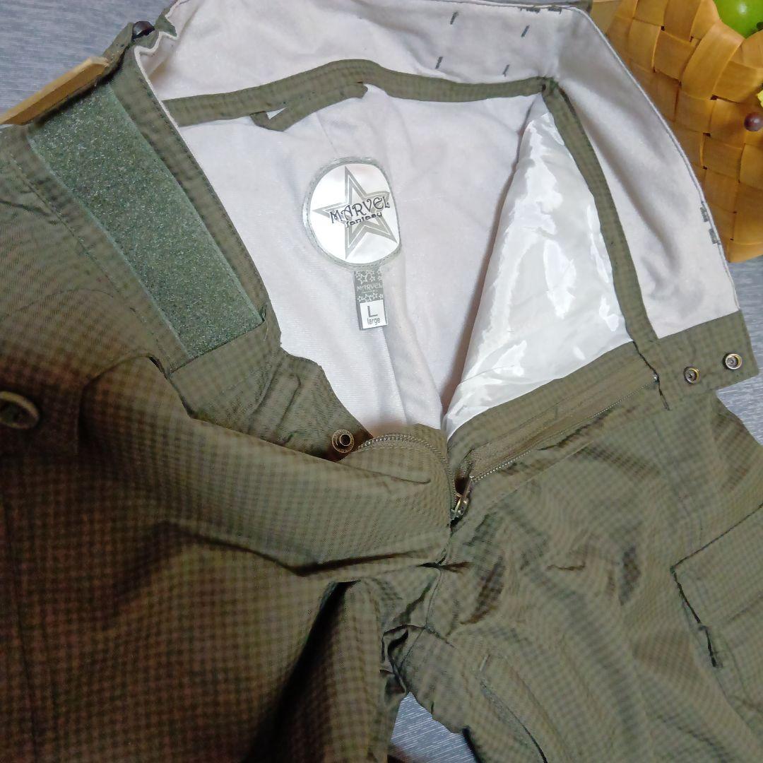 スノーボードウェア 上下セット カーキ ホワイト スキーウェア