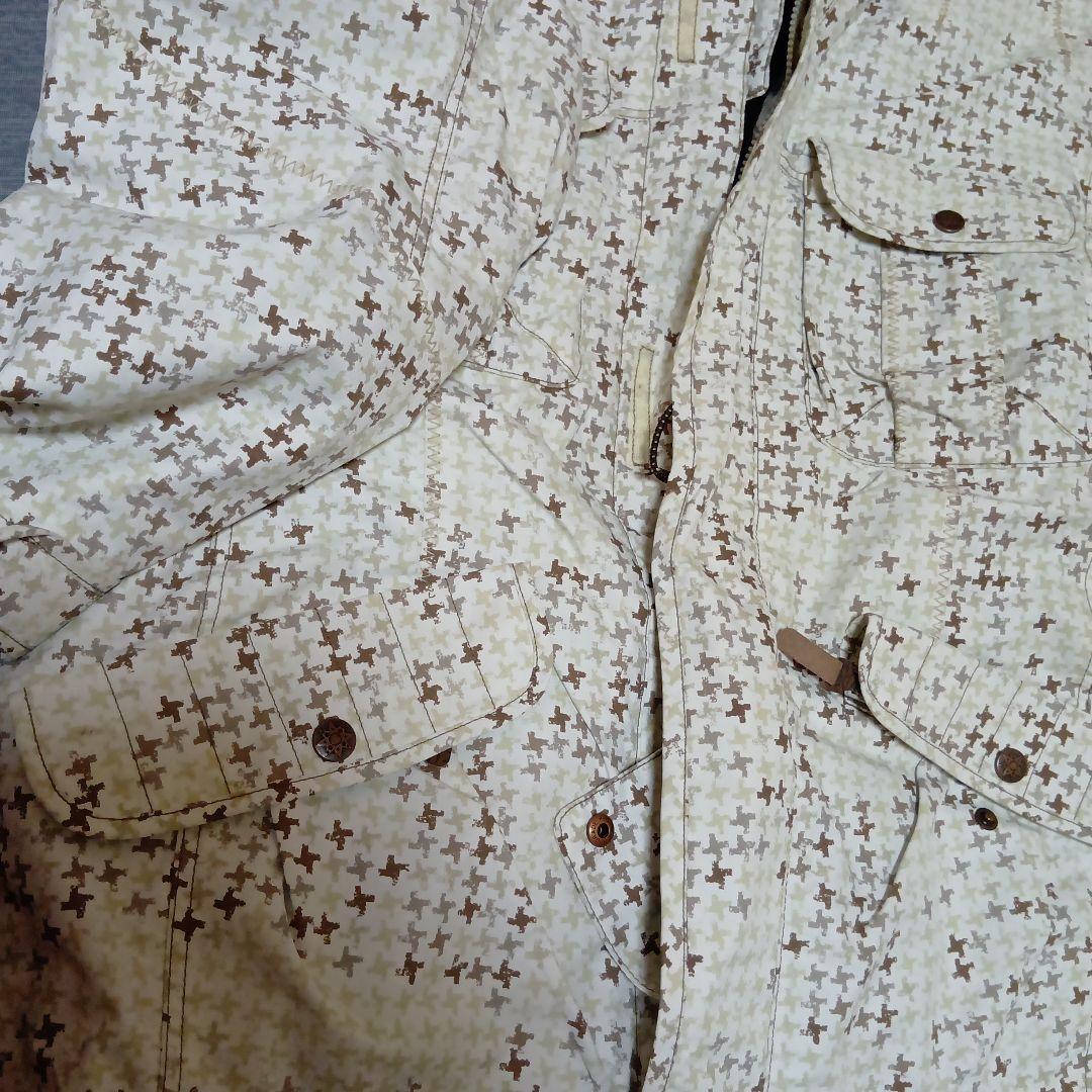 スノーボードウェア 上下セット カーキ ホワイト スキーウェア