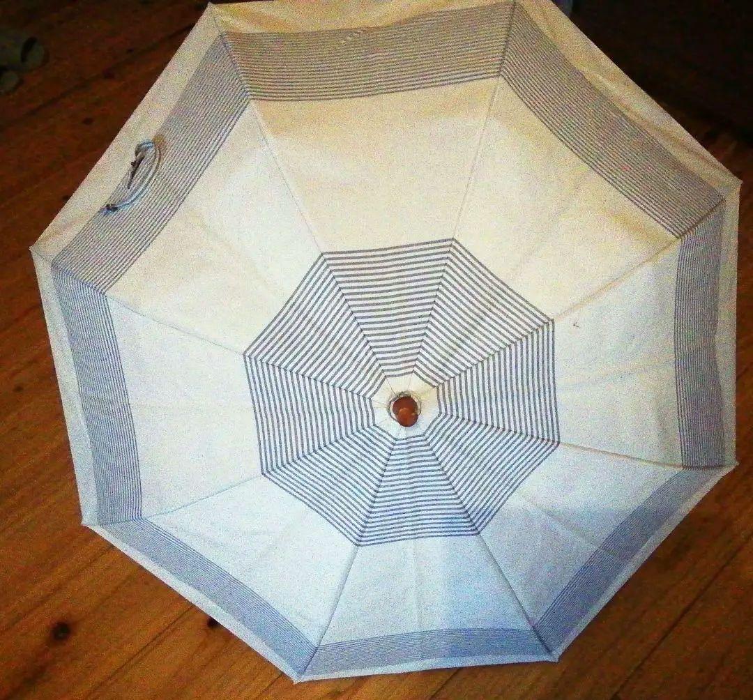 サンバリア　二段折り/ボーダー　ブルー