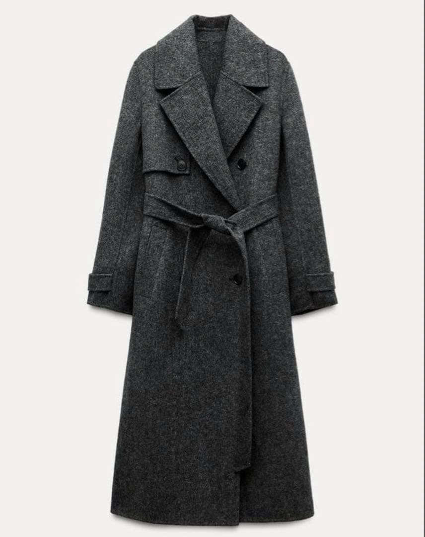 【美品】ZARA ウールブレンド ダブルブレストコート