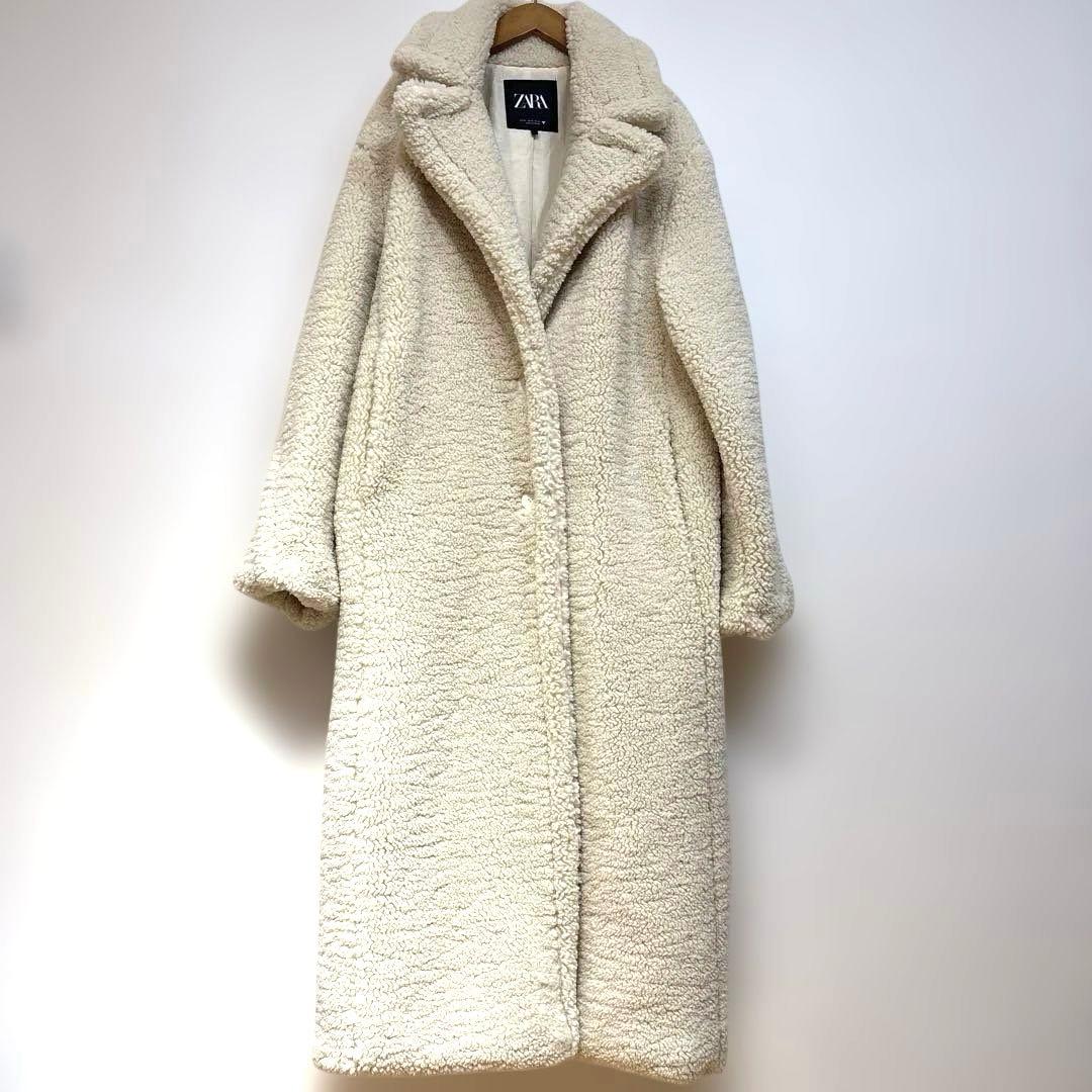 【即購入OK・人気完売品】ZARA ロング丈ボアコート アイボリー XSサイズ