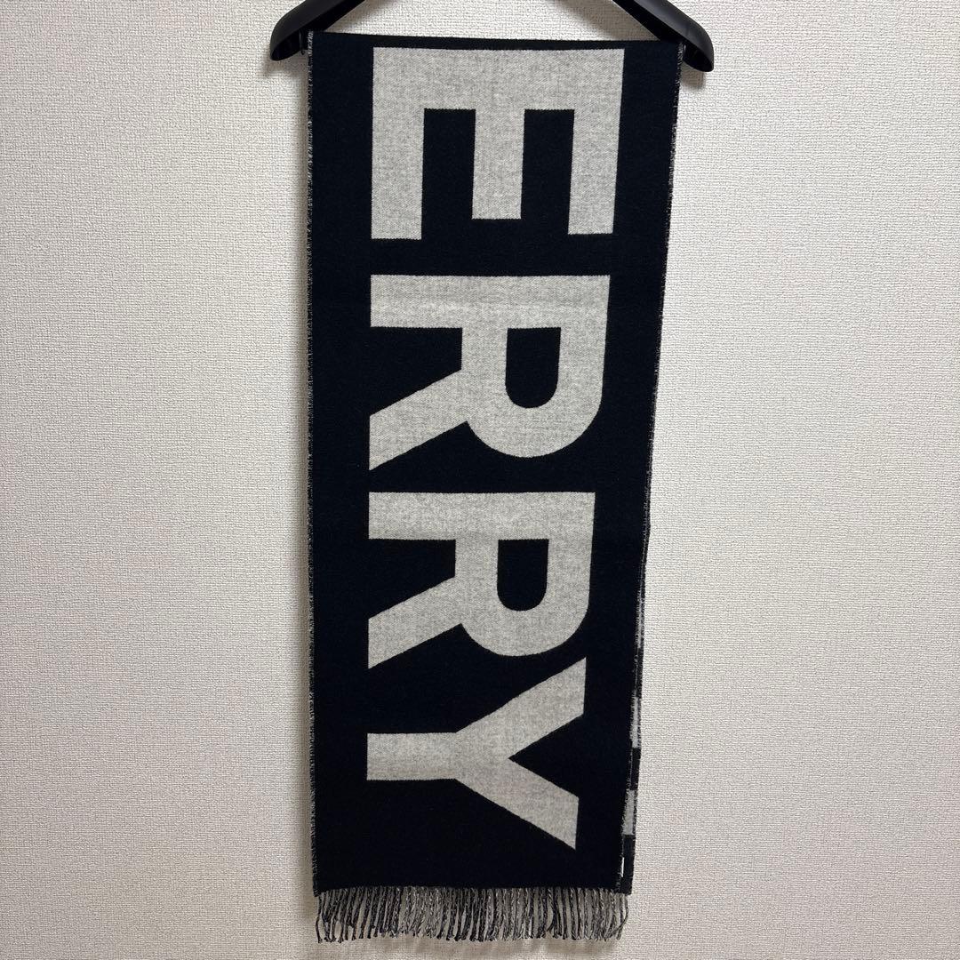 BURBERRY ロゴ入りマフラー　ブラック/グレー/ホワイト