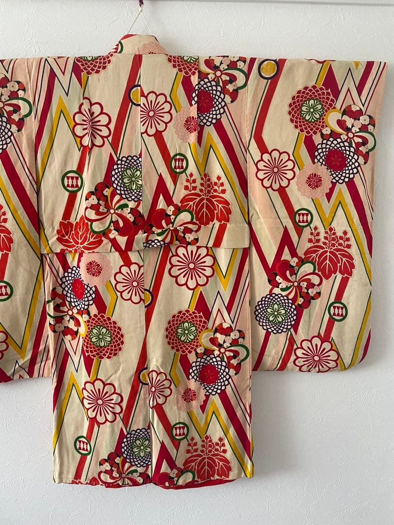 七五三　7歳　アンティークお着物セット　アンティークぽっくり下駄