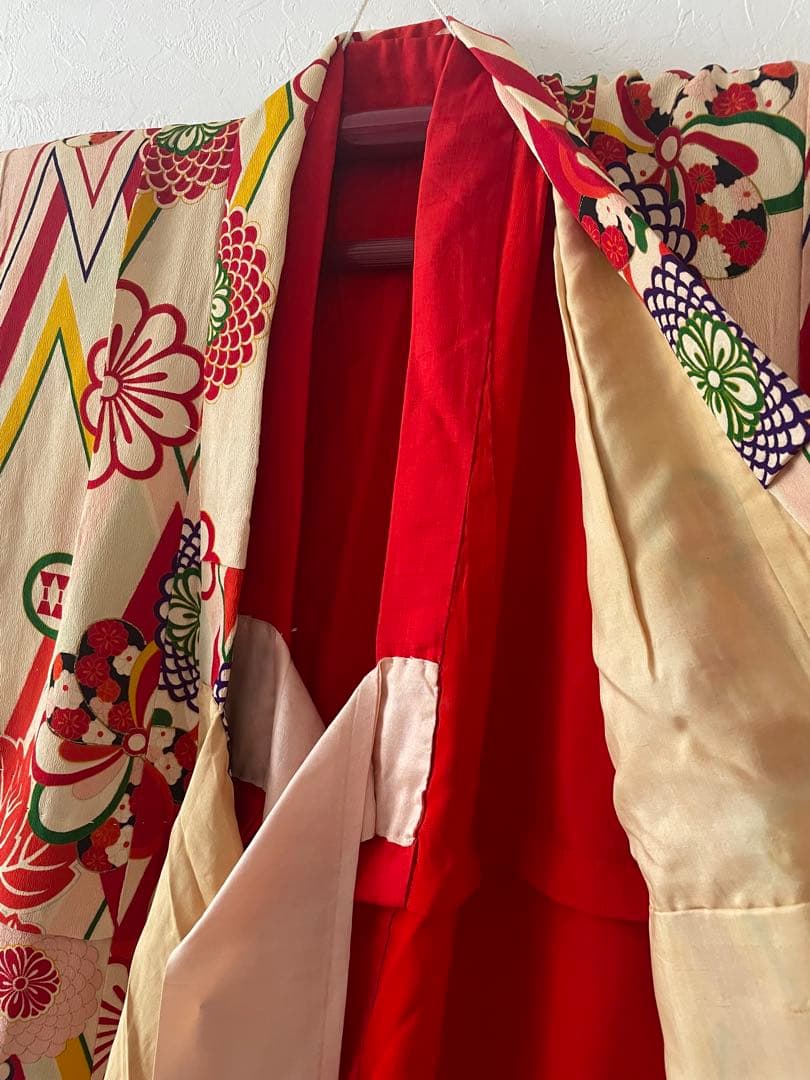 七五三　7歳　アンティークお着物セット　アンティークぽっくり下駄