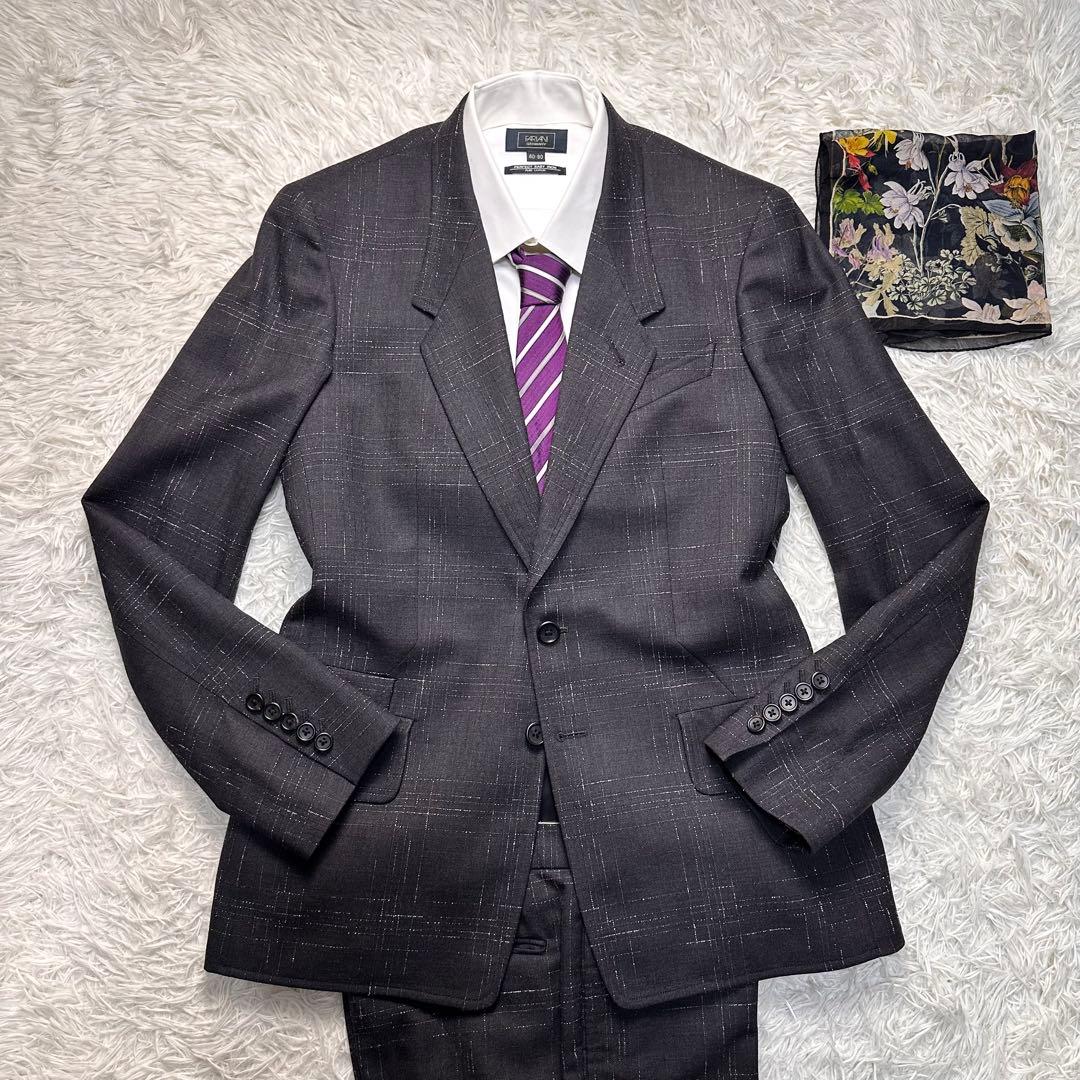 希少 カタログ掲載 未使用級 現行 ポールスミス 風景柄 セットアップ チーフ付