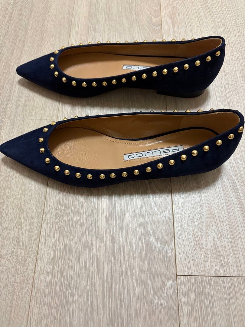 PELLICO ネイビー フラットシューズ ポインテッドトゥ