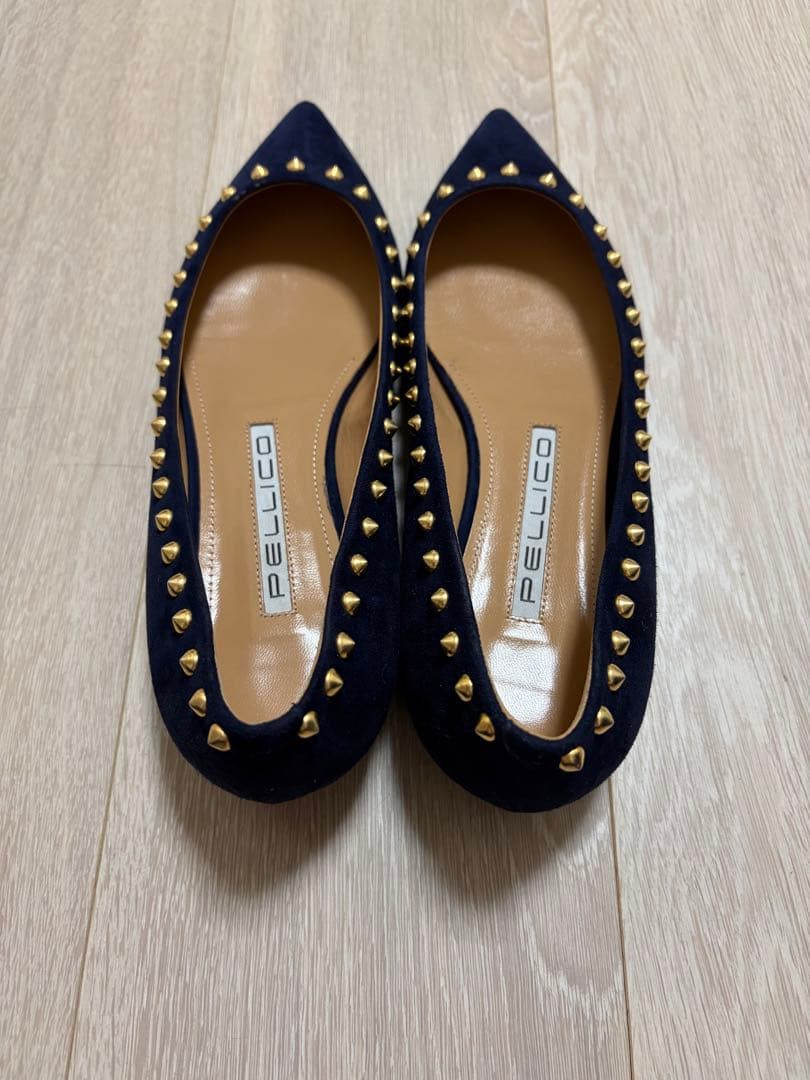 PELLICO ネイビー フラットシューズ ポインテッドトゥ