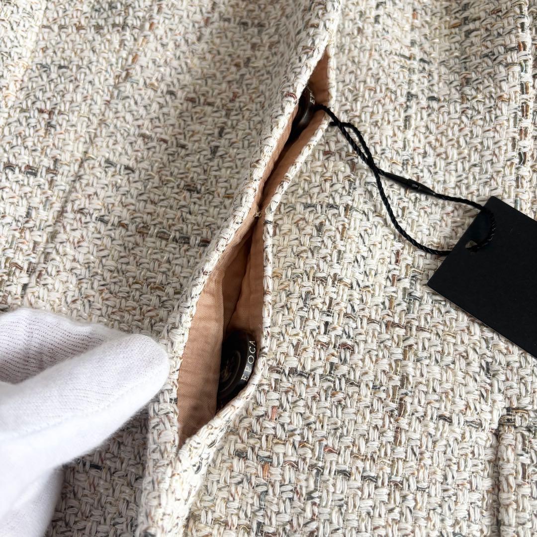 【新品タグ付き】エポカ コットン ツイード ノーカラージャケット 38 三陽商会