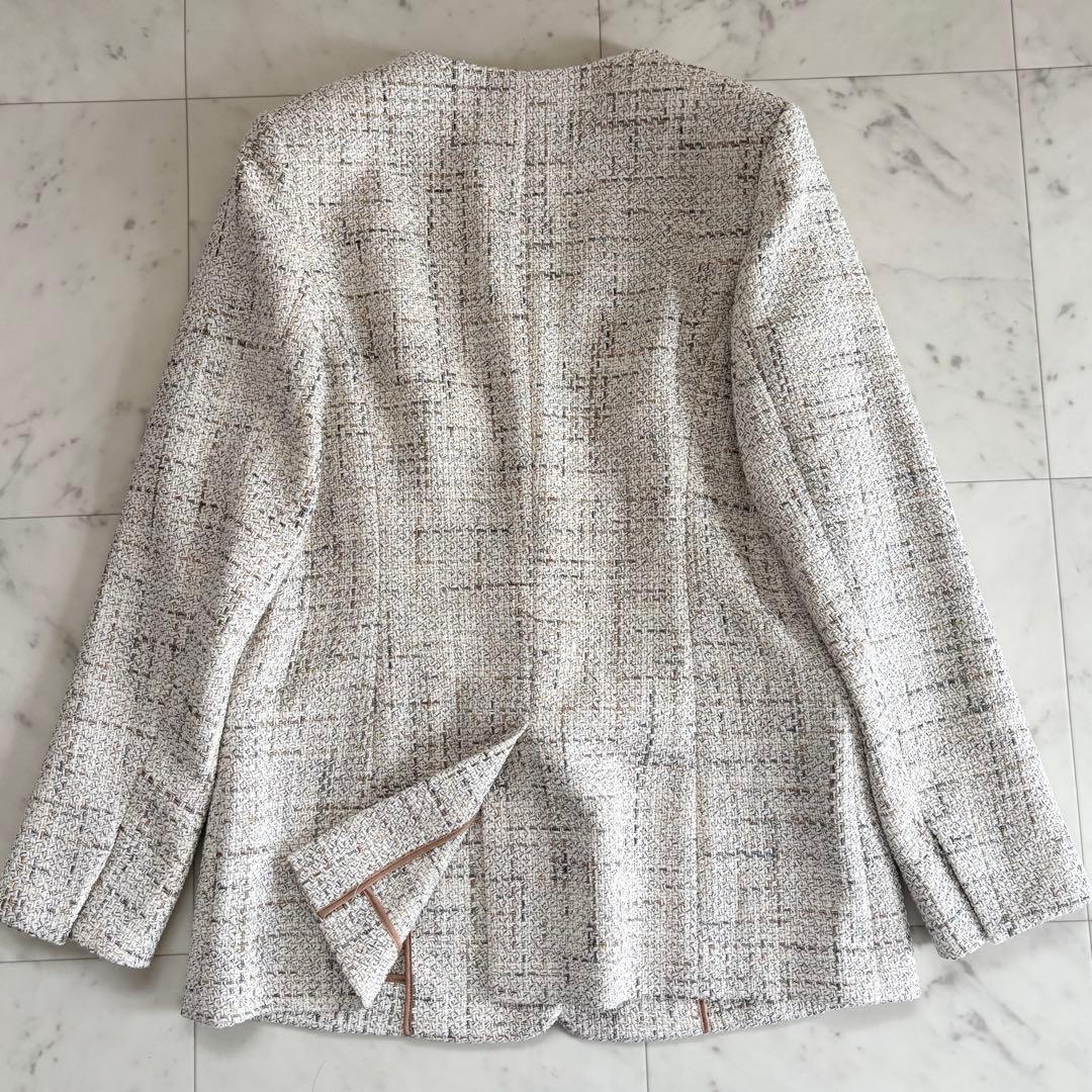 【新品タグ付き】エポカ コットン ツイード ノーカラージャケット 38 三陽商会