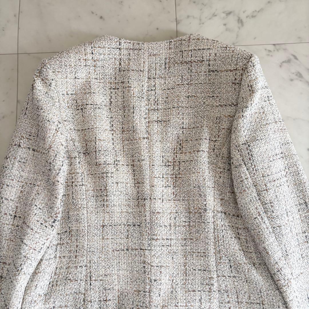 【新品タグ付き】エポカ コットン ツイード ノーカラージャケット 38 三陽商会