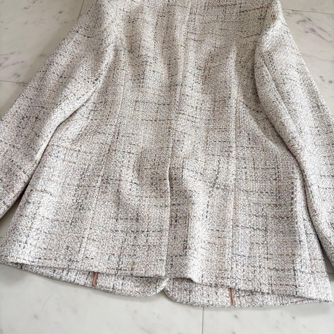 【新品タグ付き】エポカ コットン ツイード ノーカラージャケット 38 三陽商会