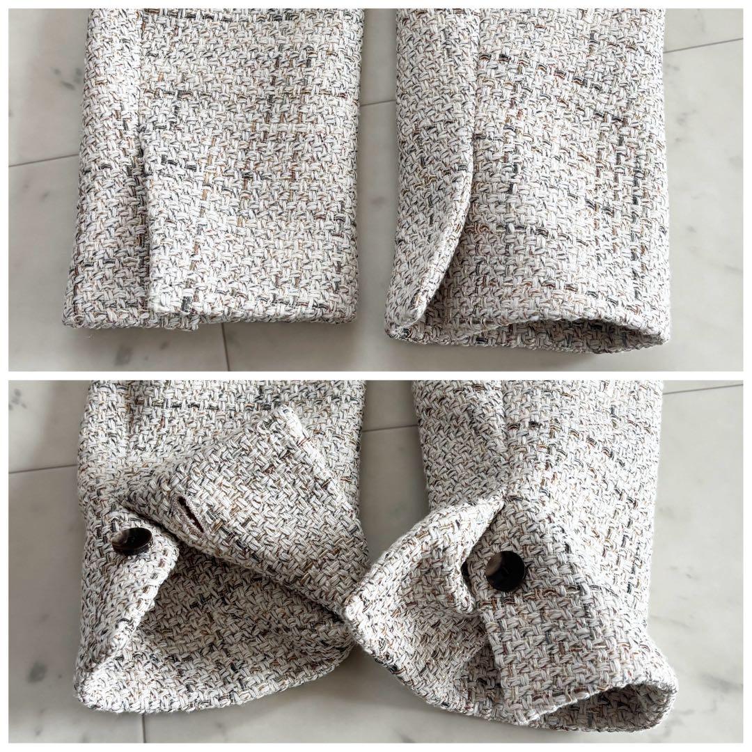 【新品タグ付き】エポカ コットン ツイード ノーカラージャケット 38 三陽商会