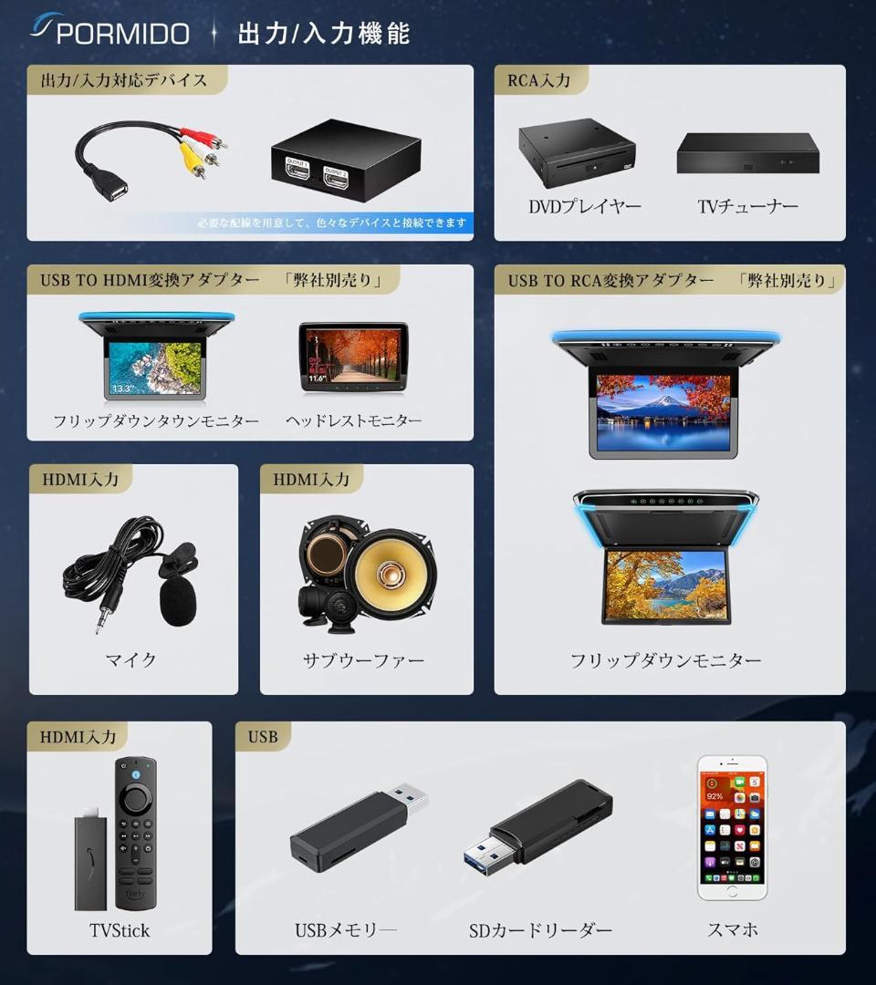 [新品]Android13ディスプレイオーディオ PORMIDO PR-G20