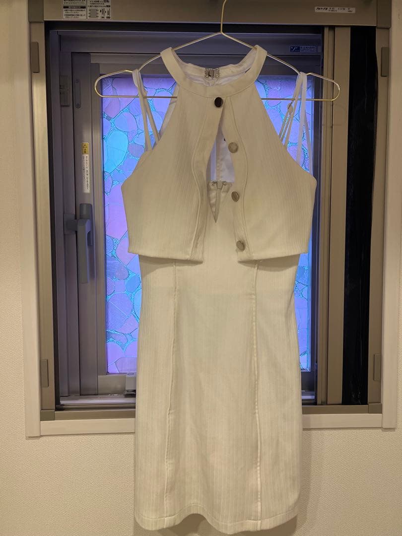 Robe de Fleurs Glossy タイトミニドレス ホワイト XS