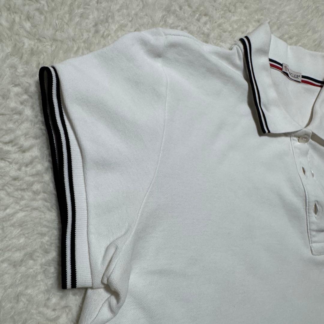 ★美品★ 現行！モンクレール ポロシャツ ロゴワッペン ホワイト ストライプ