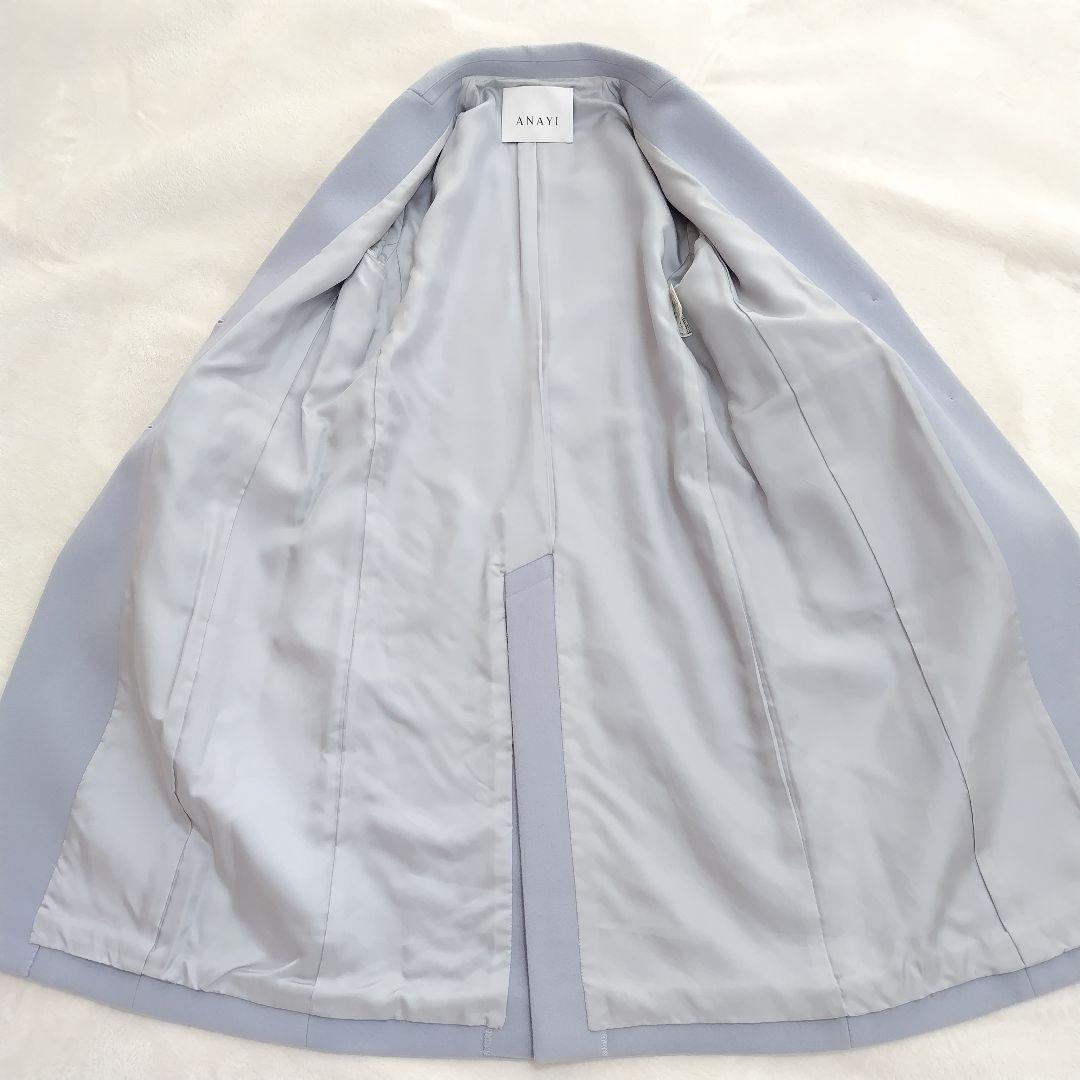美品✨ANAYI アナイ メルトンチェスターコート サックス 水色 36
