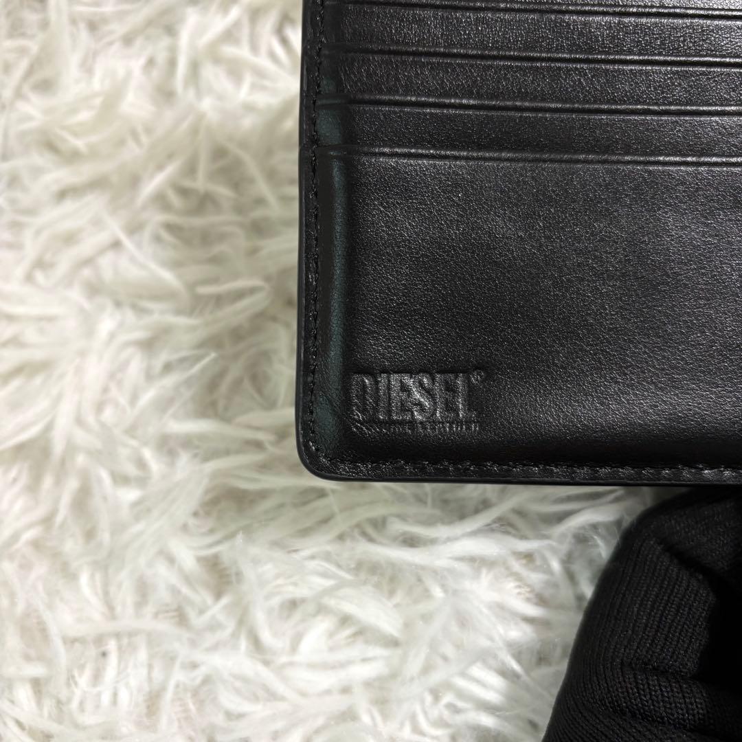 未使用級✨ディーゼル 二つ折り財布 オーバルD コンパクト Dロゴ レザー 黒