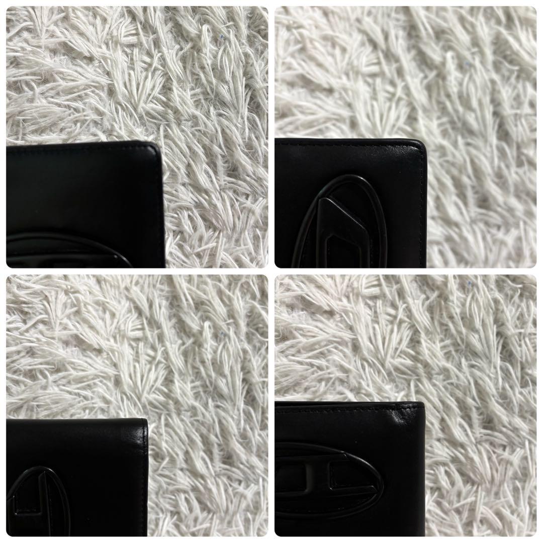 未使用級✨ディーゼル 二つ折り財布 オーバルD コンパクト Dロゴ レザー 黒