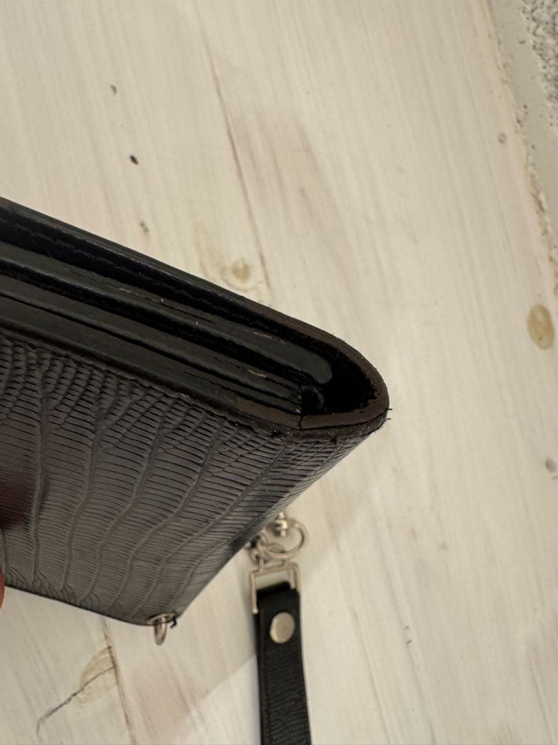 SAINT LAURENT クロコダイル型押し ウォレットチェーン付き