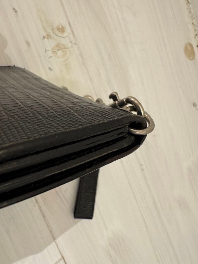 SAINT LAURENT クロコダイル型押し ウォレットチェーン付き