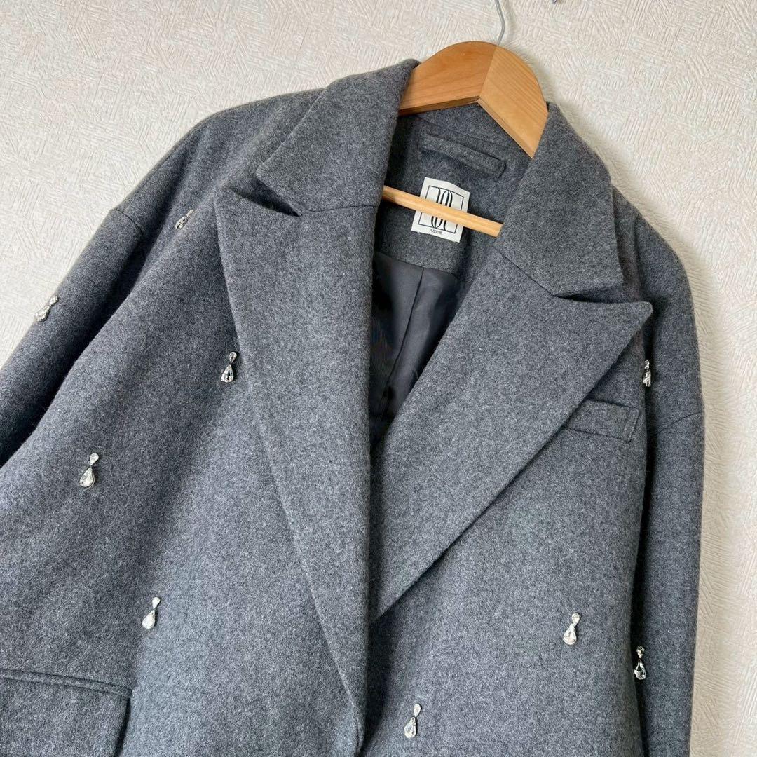 AMERI UND ELSA BIJOU WOOL JACKET グレー S