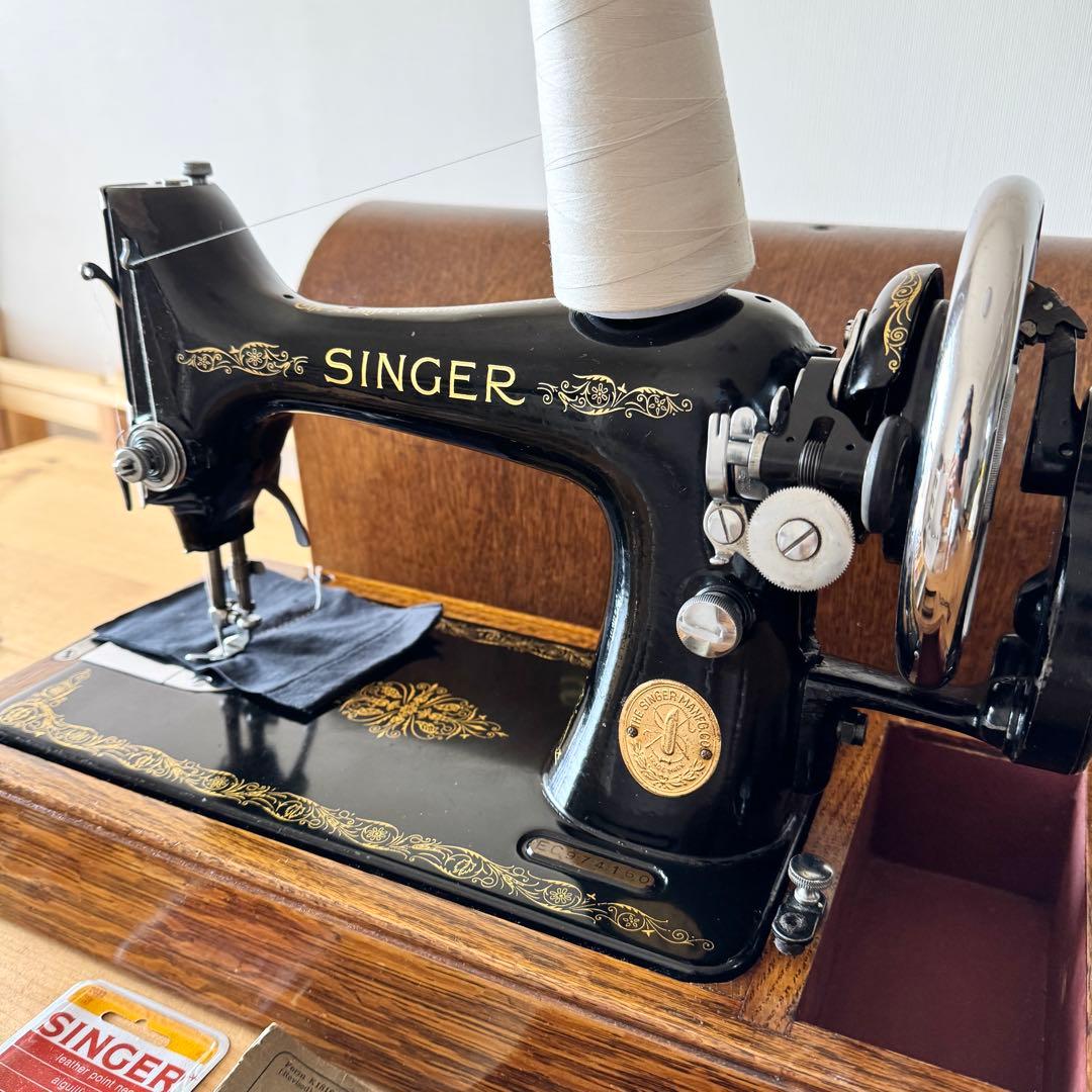 付属品多数｜縫えるアンティークミシン｜SINGER 99K 手回しミシン