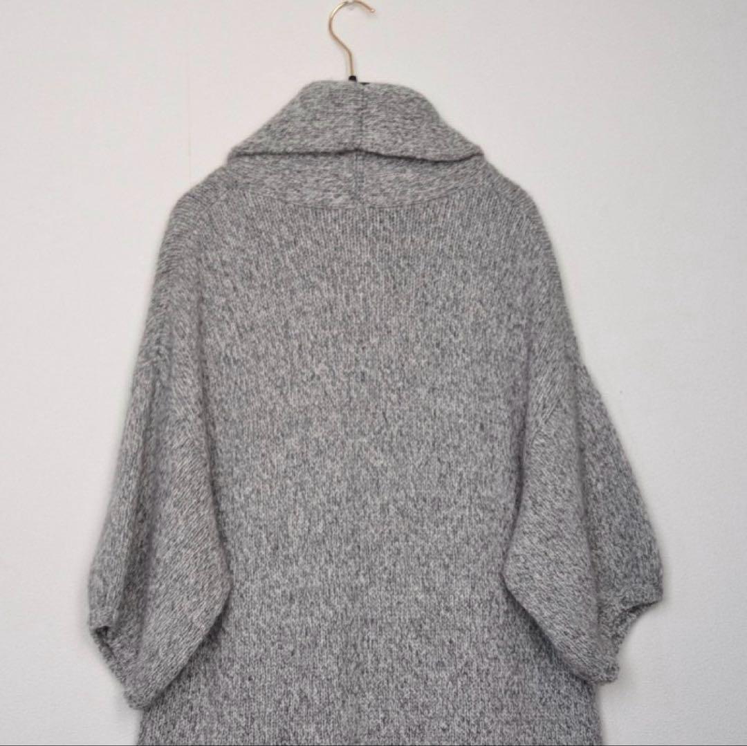 ヨシエイナバ ♡ ウールカシミヤ ロングニットカーディガン 杢グレー