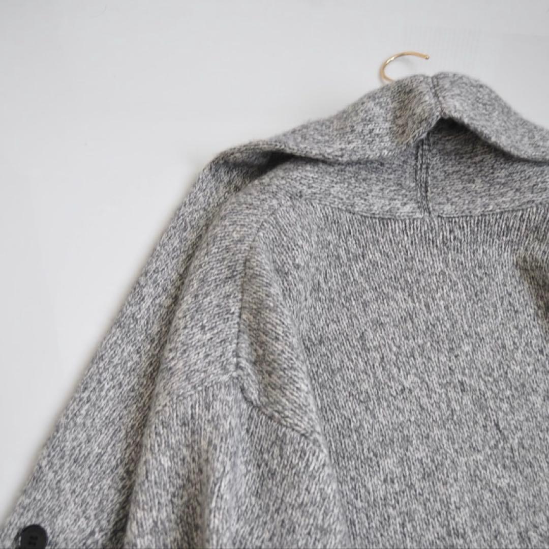 ヨシエイナバ ♡ ウールカシミヤ ロングニットカーディガン 杢グレー